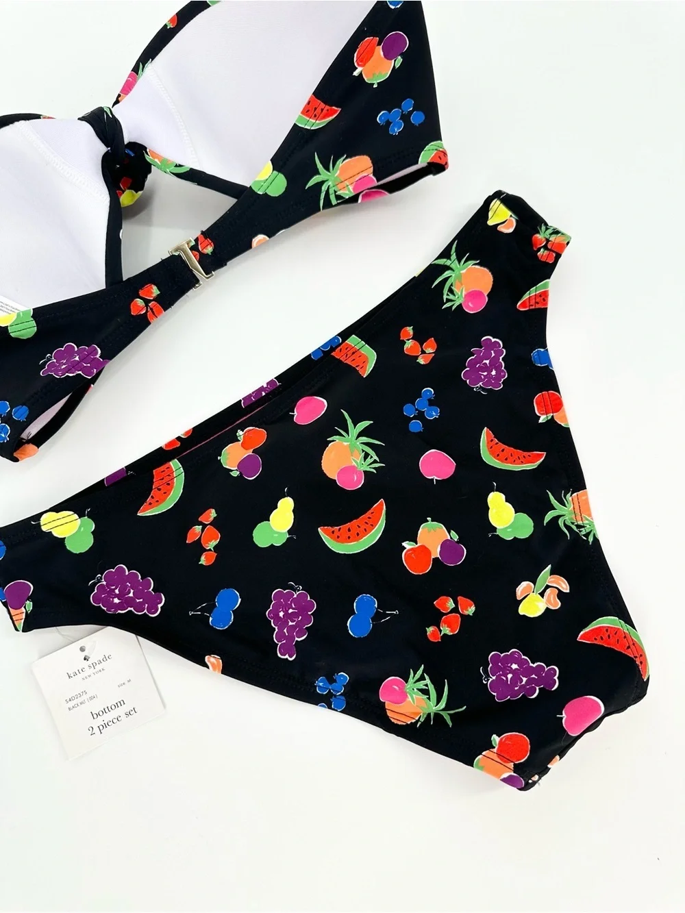 kate spade New York Summer Fruit Bikini Set-Bandeau Tie Top & Brief-Size